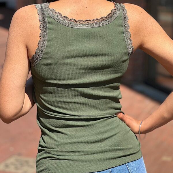 Tanktop & hemd met lace legergroen