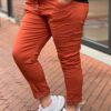 Basic stretchbroek roestbruin One Size 44/48