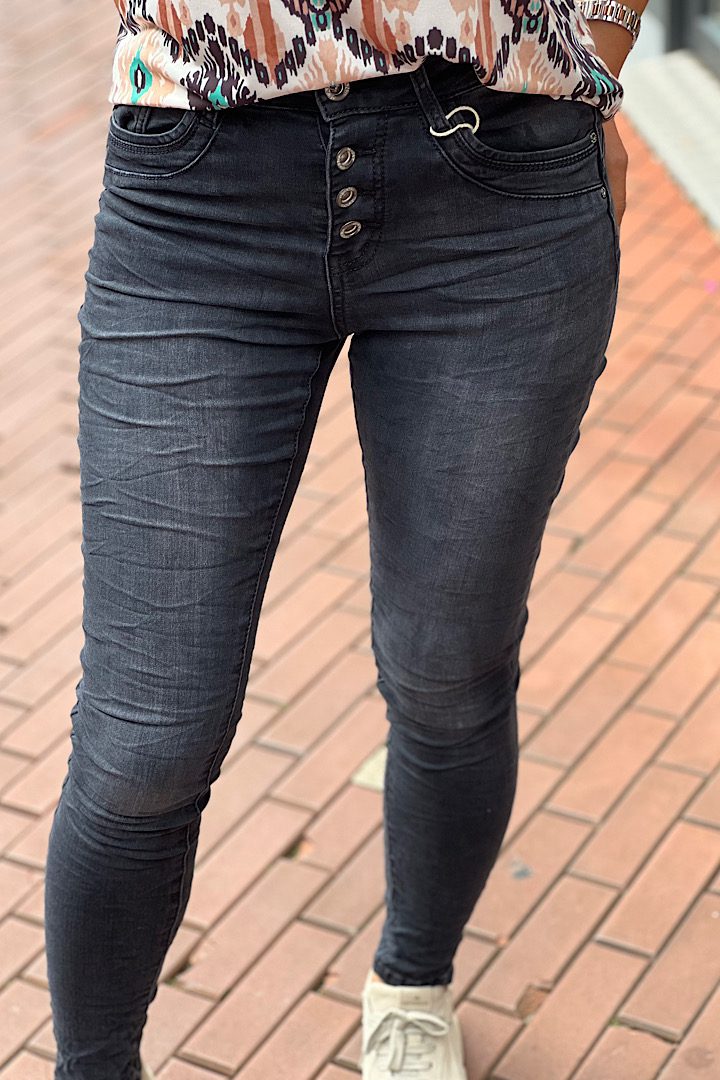 Jewelly Jeans knopensluiting zwart/grijs