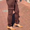 Travelstof cargo broek Made by Milaan choco bruin