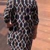 Travelstof tuniek all-over print blauw