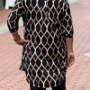 Travelstof tuniek all-over print zwart