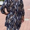 Travelstof tuniek met zebraprint blauw