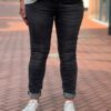 Karostar high waist jeans met ritssluiting donkergrijs