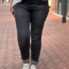 Karostar high waist jeans met ritssluiting donkergrijs