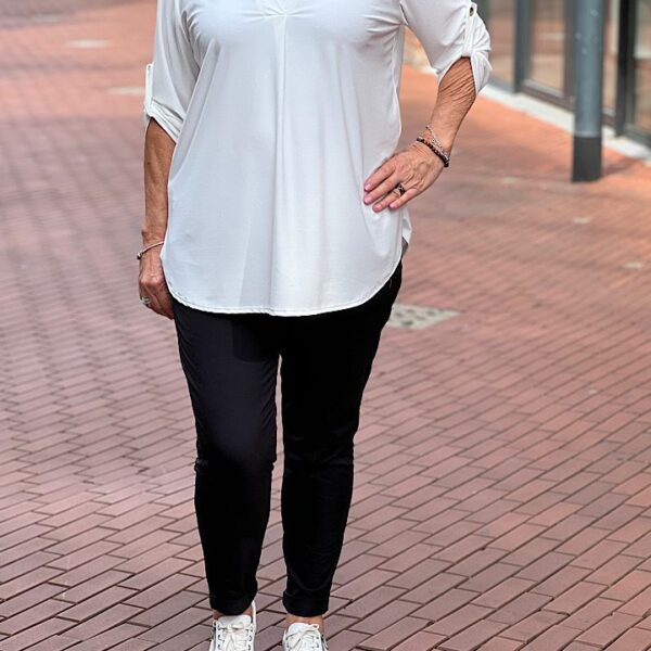 Uni travelstof blouse roomwit