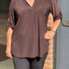 Travel blouse bruin