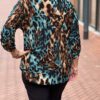 Travel leopardprint blouse bruin/pertol