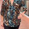 Travel leopardprint blouse bruin/pertol