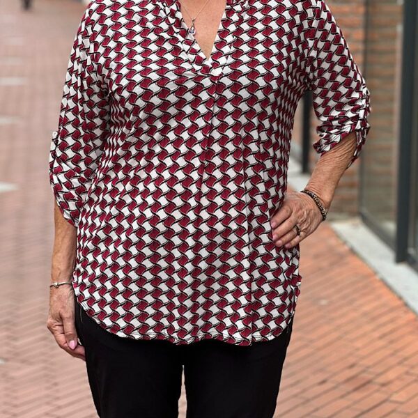 Travelstof all-over print blouse rood