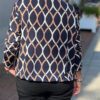 Travel blouse met turtleneck all-over print blauw