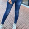 Jewelly jeans slijtage plekken donkerblauw