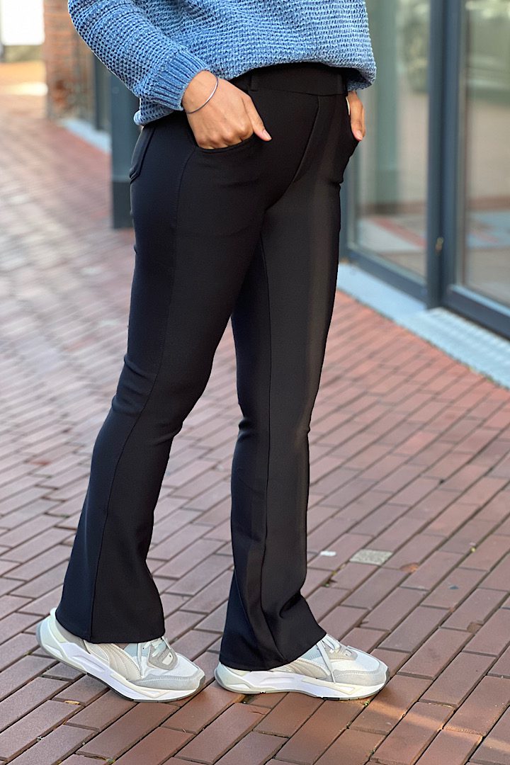 Miss Angelia Fashion Flare broek zwart