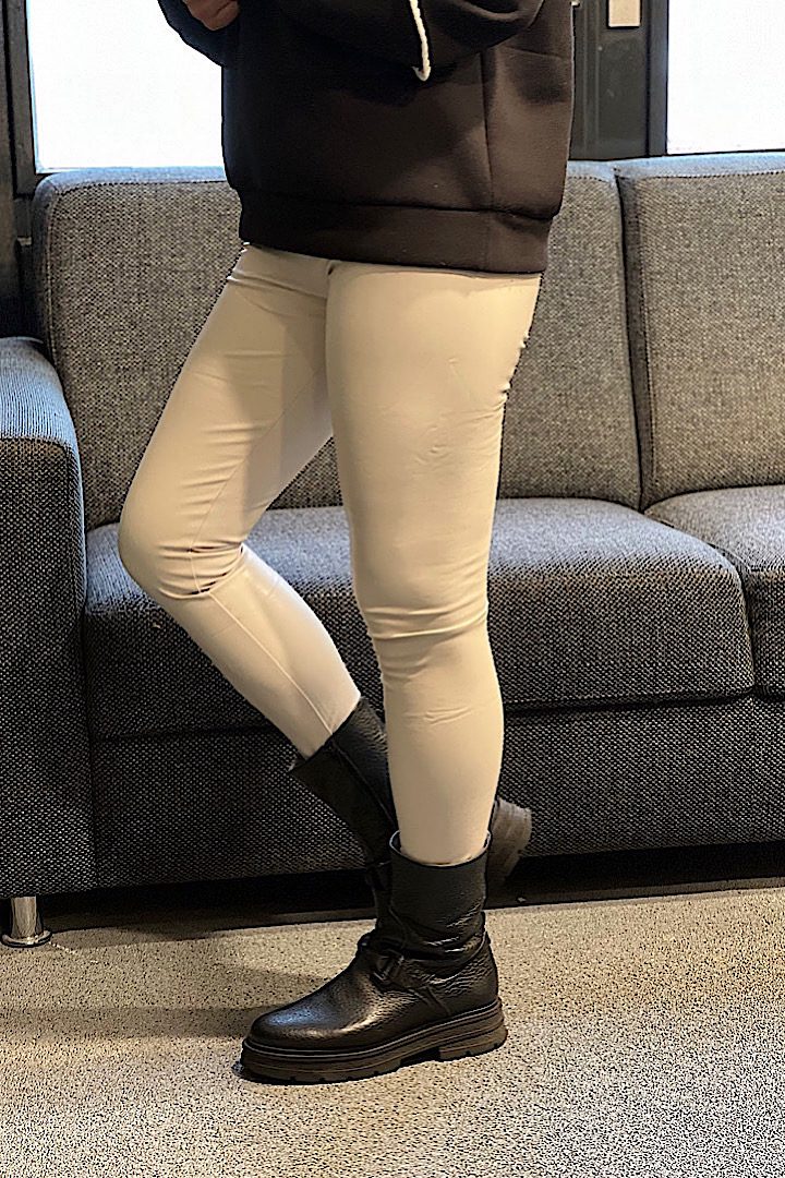 Norfy leatherlook legging off-white