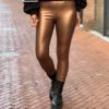 Norfy leatherlook legging koper/brons/bruin