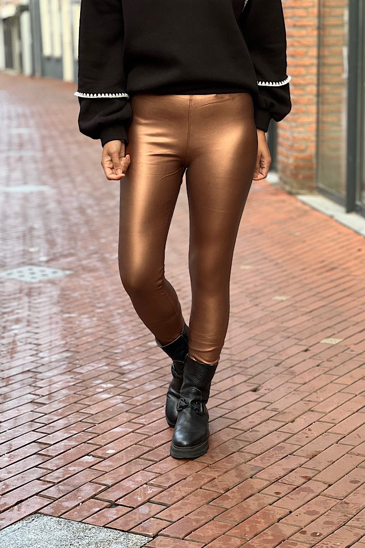 Norfy leatherlook legging koper/brons/bruin