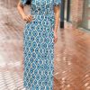 Travel Jurk “Retroprint” blauw onesize 36/42