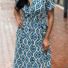Travel Jurk “Retroprint” blauw onesize 36/42