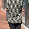 Travel blouse korte mouwen met print legergroen