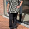 Travel blouse korte mouwen met print legergroen