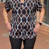 Travel blouse korte mouwen met print blauw