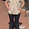 Travel blouse korte mouwen met print beige