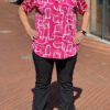 Travel blouse korte mouwen met print Fuchsia