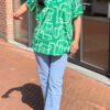 Travel blouse korte mouwen met print appelgroen