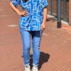 Travel blouse korte mouwen met print blauw