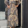 Viscose lange gesmokte jurk Livia zwart