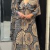 Viscose lange gesmokte jurk Livia zwart