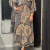 Viscose lange gesmokte jurk Livia zwart