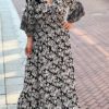 Boho lange Jurk zwart/beige