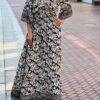 Boho lange Jurk zwart/beige
