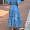 Maxi-jurk denim met borduursels