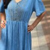 Maxi-jurk denim met borduursels