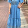 Maxi-jurk denim met borduursels