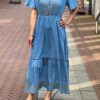 Maxi-jurk denim met borduursels