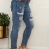 Jewelly jeans met patch blauw