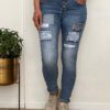 Jewelly jeans met patch blauw