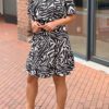Zebraprint Off Shoulder Jurk