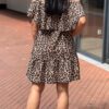 Luipaardprint Off Shoulder Jurk