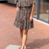 Luipaardprint Off Shoulder Jurk