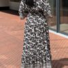 Boho lange Jurk zwart/ecru