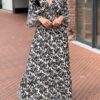 Boho lange Jurk zwart/ecru