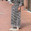 Boho lange Jurk zwart/ecru
