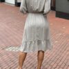 Ibiza style jurk met kwastjes taupe
