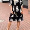 Ibiza style jurk met print zwart