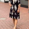 Ibiza style jurk met print zwart