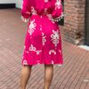 Ibiza style jurk met print Fuchsia